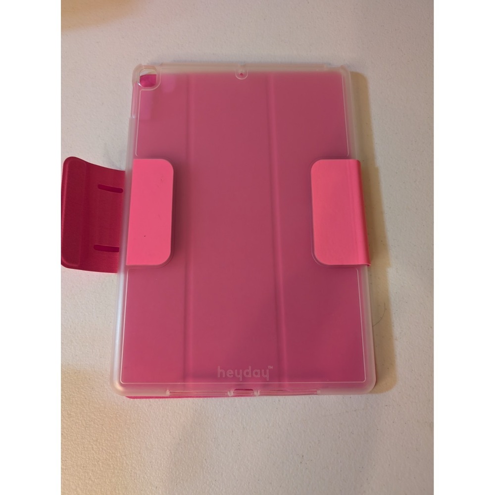 Heyday Pink iPad Case‎ Smart Cover Fits 10" Tablet with Clear Back Magnetic Flap - Picture 3 of 3